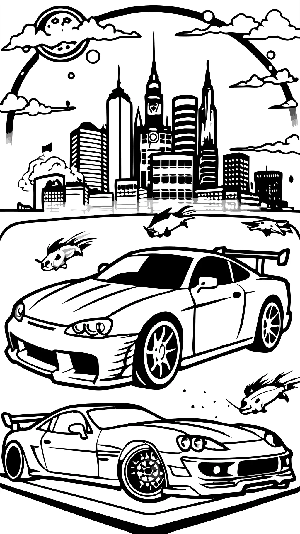 fast and the furious coloring pages